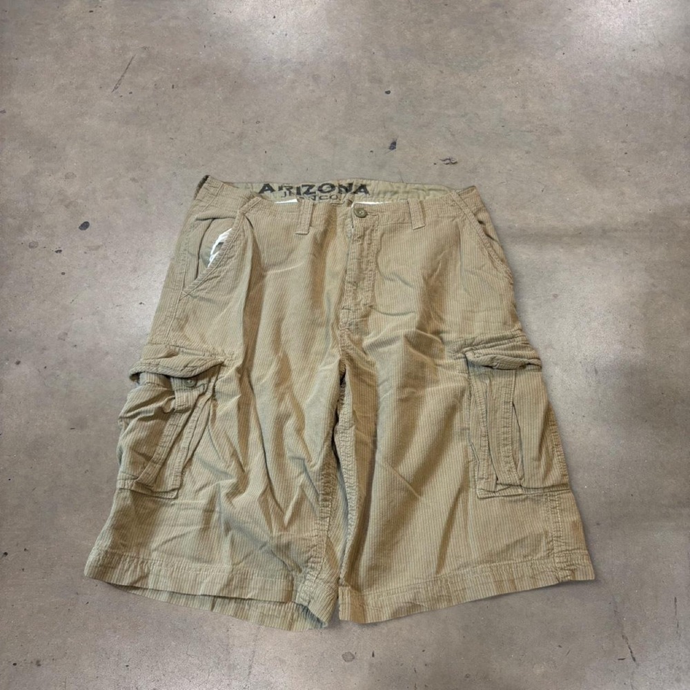 Arizona Khaki Brown Corduroy Cargo Shorts Mens 36 Y2K Cotton Utility Utility